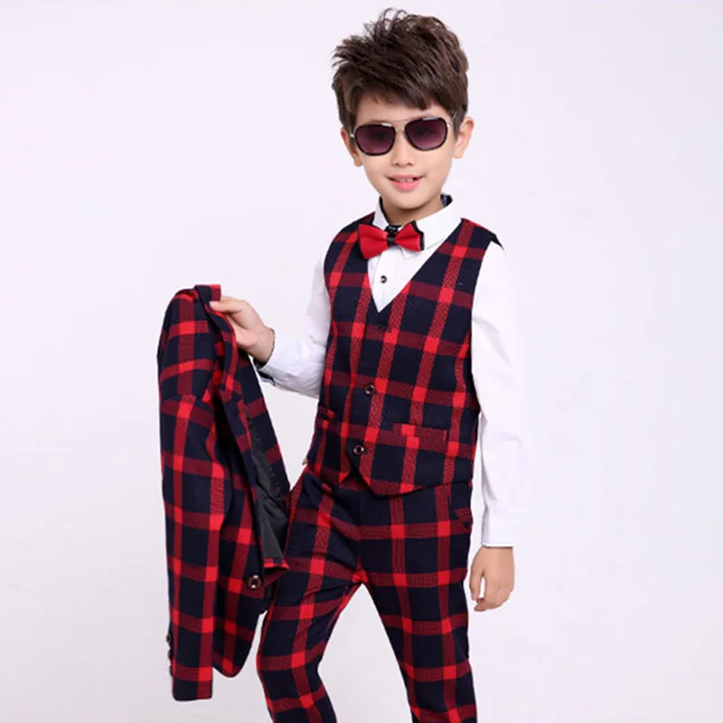 3 шт. клетчатый блейзер и брюки для мальчиков|boys formal suits|flower boysuits for boys wedding |