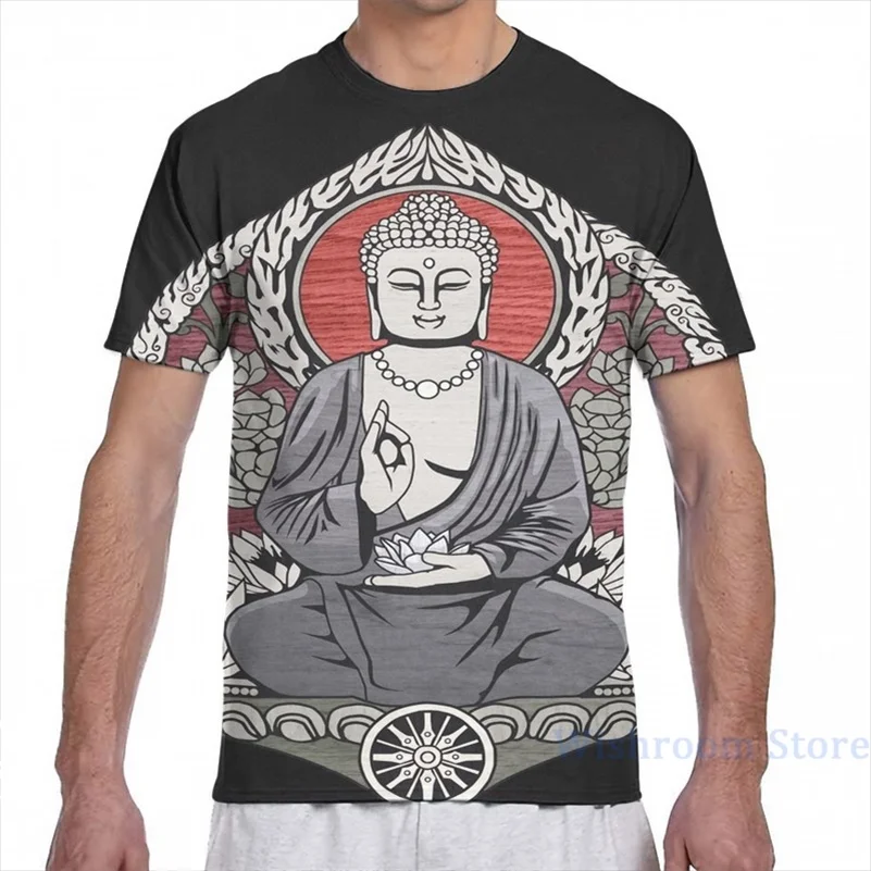 Футболка Gautama Buddha для мужчин и женщин модный топ с принтом Будды коротким рукавом