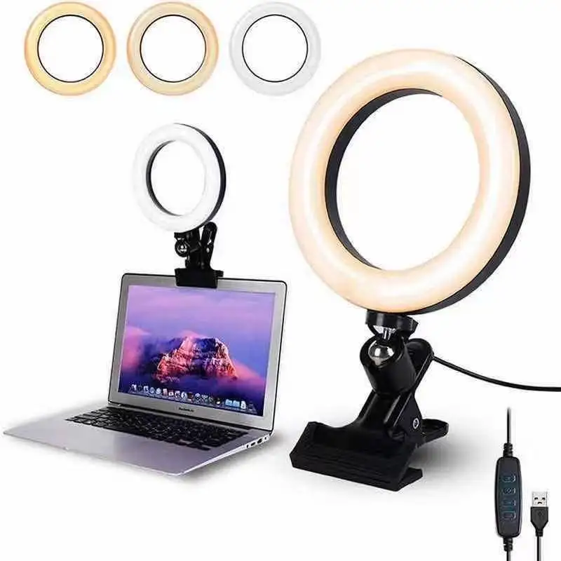Anel de Luz com Suporte Desktop para Youtube Polegada Círculo Vídeo Live Stream Maquiagem Fotografia 6 Led - Image 4