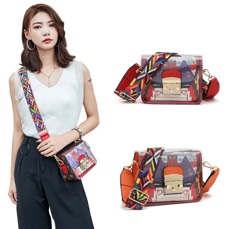 

Transparent Bag Women's 2019 New Style Korean-style Fashion Gel Bag Wide-Strap Shoulder Bag Wholesale