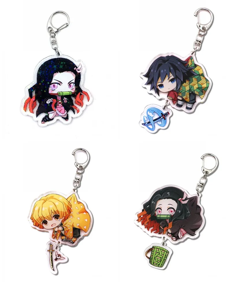 

Anime Demon Slayer: Kimetsu no Yaiba Cartoon Tokisaki Kurumi Two-sided Printed Acrylic Pendant Keyring Bag Decor Keychain Gift