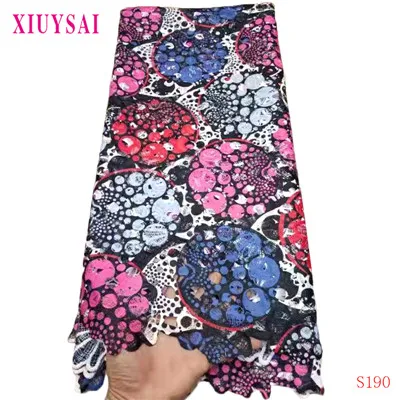 African Lace Fabric High Quality Lace Printing Flower Cord Lace Punch cotton Fabric For Nigerian Wedding lace fabric S190 - Color: as picture 09