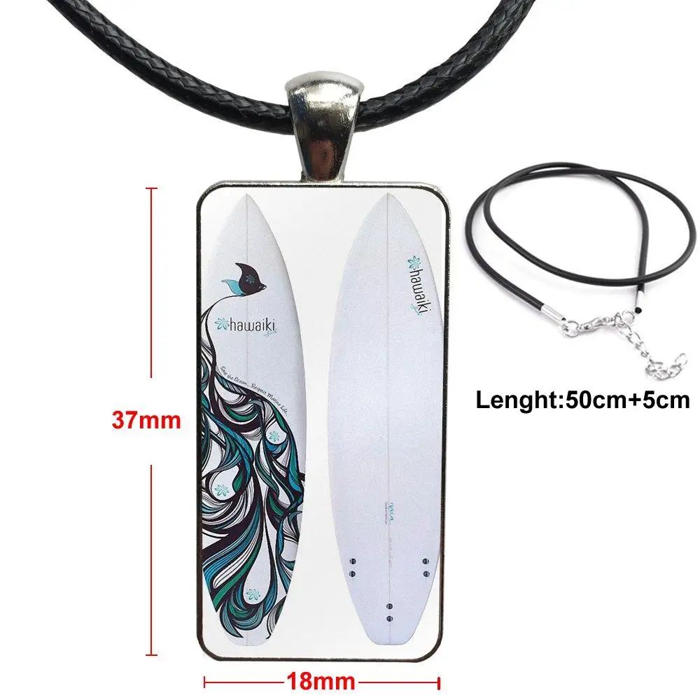 Для женщин дети доски для серфинга стальной цвет стекло кабошон с прямоугольной формы кулон колье ожерелье - Окраска металла: as picture