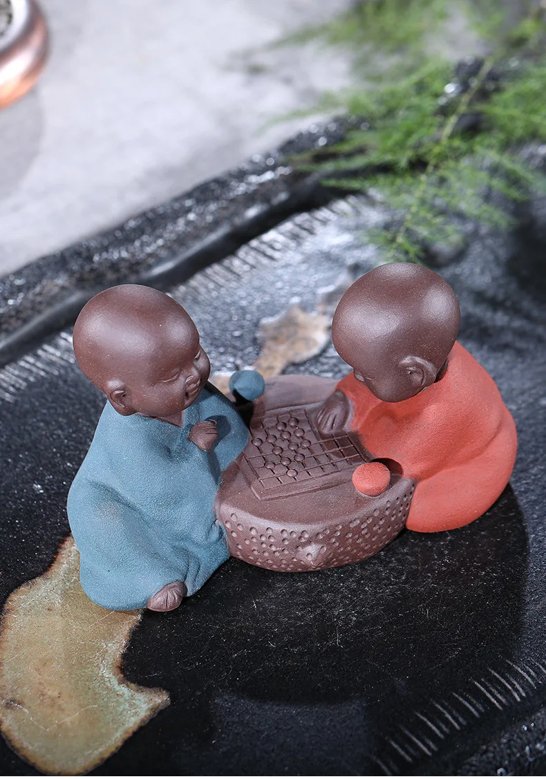 Clay Tea Ornaments Consignment Fully Entirely Handmade Chess Monk Sculpture Wholesale Small Decoration Manufacturers a Generatio