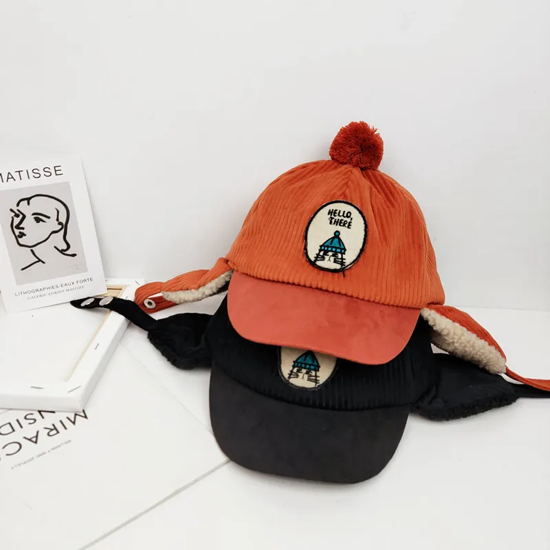 Winter Warm Kids Boys Hats Fur Lining Earcuff Cartoon Caps