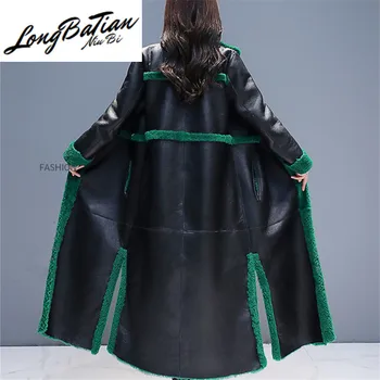 

Winter Fur Long Lambswool Jacket Female Thick Warm Plus Size Loose Solid Faux Leather Coat Women Overcoat 3XL