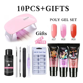 

15ml Poly Extension Nail Gel Set LED Clear UV Gel Varnish Nail Polish Art Kit For Nail Extensions Acrylic Gel Polish Nail Art