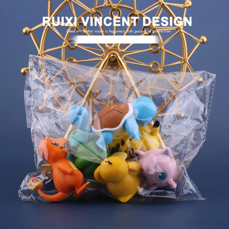 6Pcs/Set Pokemon Anime Figure Toys Pikachu PVC Cake Car Decoration Ornaments Action Figure for Children Birthday Toy Gifts