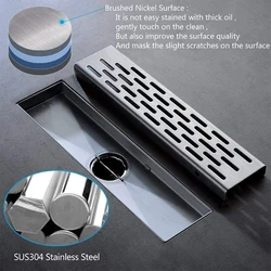 12 Inches Shower Drain with Removable Strainers PVC Shower Drain Base for Bathroom Floor Drain Brushed Nickel Stainless Finished