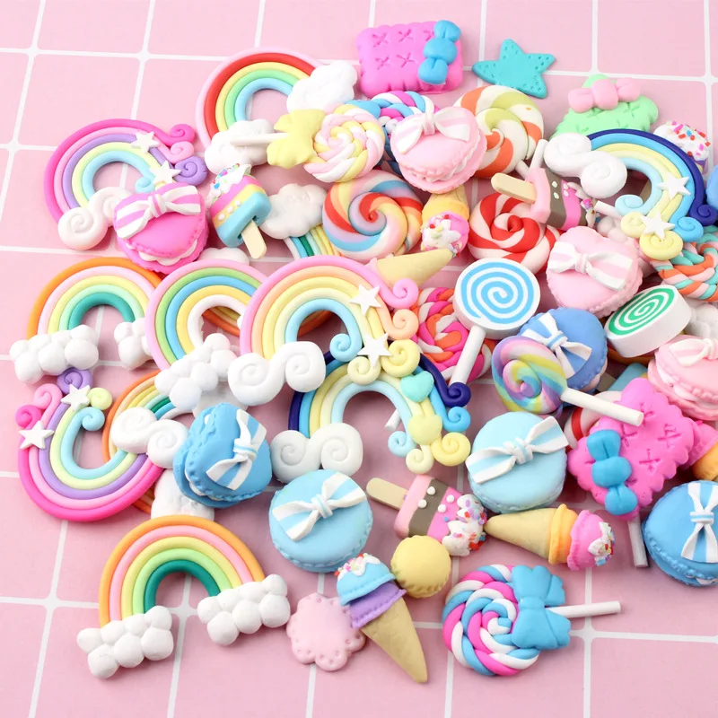 Addition Slime 10Pcs DIY Crystal Slime Supplies Accessories Phone Case Decoration for Slime Filler Miniature Resin Cake Candy