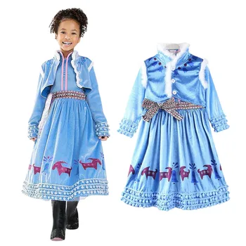 

Kids Girls Dresses Summer 2020 Toddler Kids Girl Dress Pageant Party Princess Cosplay Print Dress Waistcoat Set For Child Girls