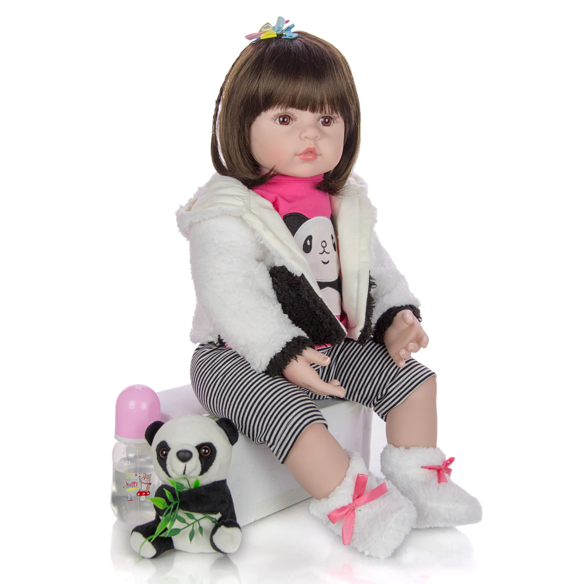 60 см, милая панда, кукла для маленькой девочки, bebe reborn, для малышей, мягкий силиконовый винил, reborn baby Bonecas menina, Детские Подарочные игрушки