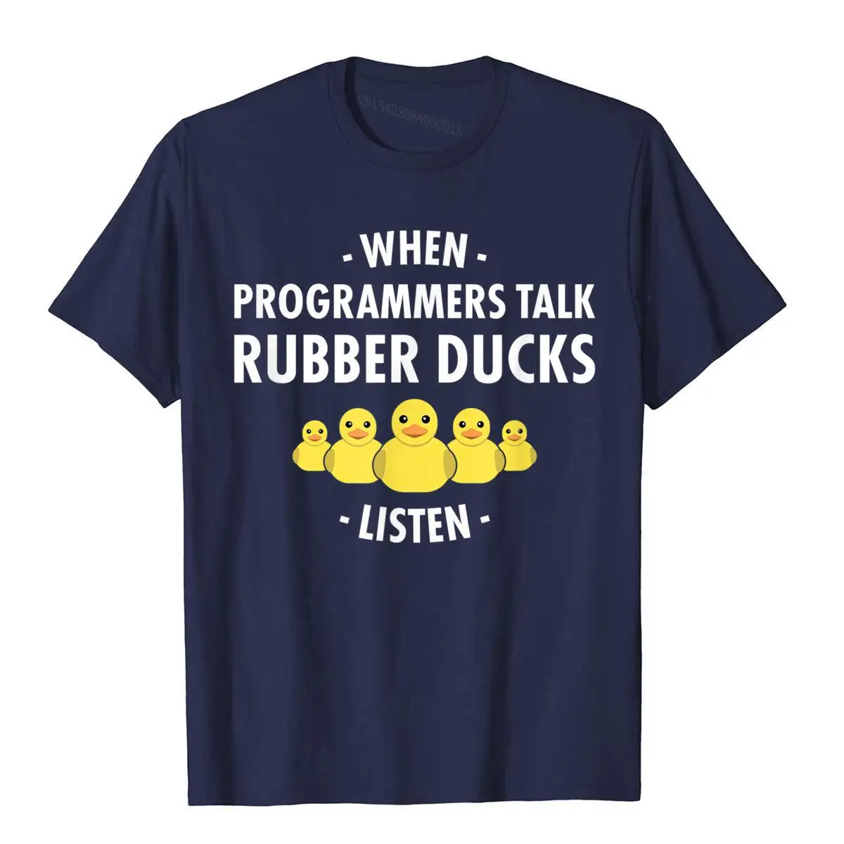 Rubber Duck Debugging When Programmers Talk Funny T-Shirt__B13590navy