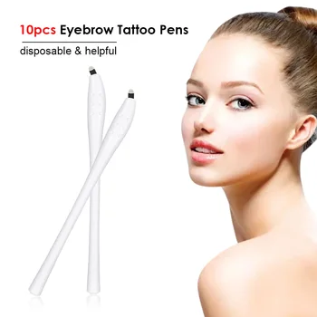 

10pcs Disposable Eyebrow Tattoo Pens with 18U Microblading Tattoo Needle Manual Tattoo Supplies Permanent Makeup for Eyebrow Lip
