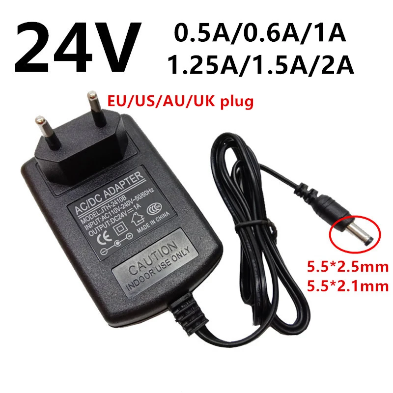 Moderate credit Thoroughly 24v 24 Volt Universal Power Supply Adapter Ac Dc 24 V 0.5a 500ma 0.6a 600ma  1a 1.25a 1250ma 1.5a 2a Ac/dc Adaptor Switching - Ac/dc Adapters -  AliExpress
