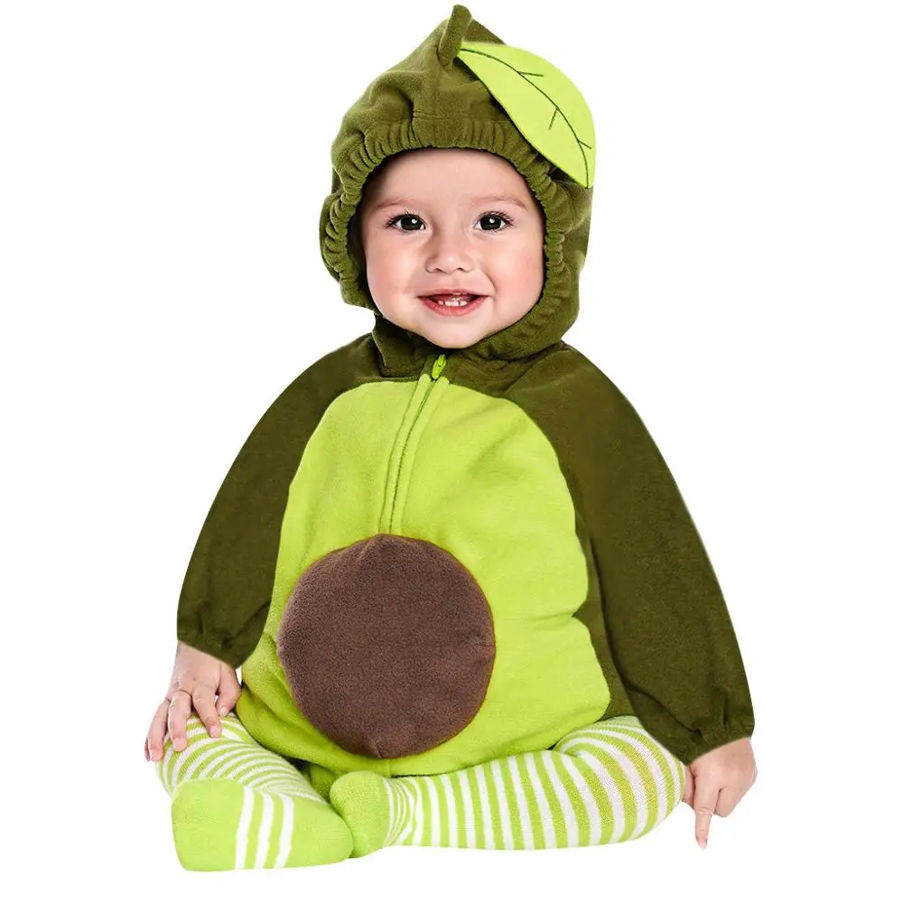 Одежда для малышей; толстый костюм с авокадо; теплые зимние вечерние комбинезоны с капюшоном для новорожденных мальчиков и девочек; милый комбинезон;