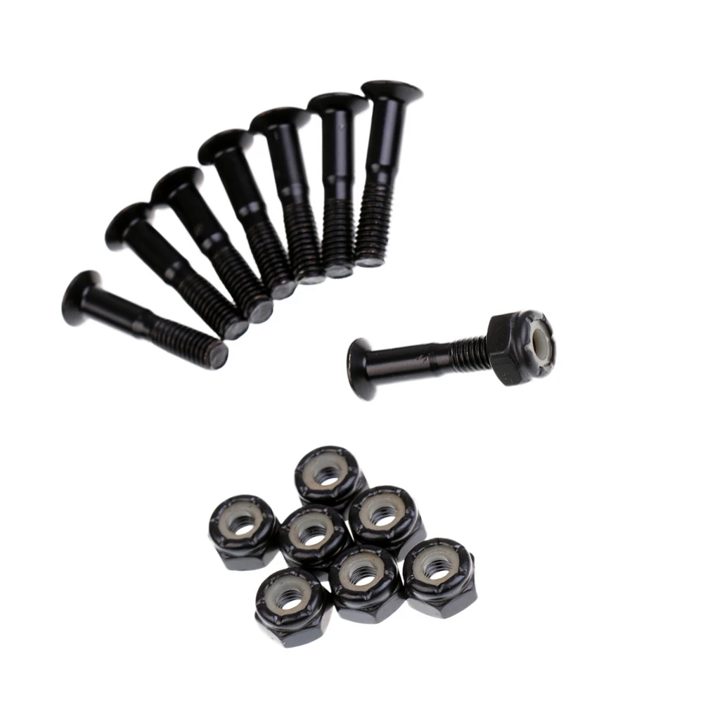 8pcs Carbon Steel Longboard Truck Axle Screw Nuts Skateboard Parts Chocolate