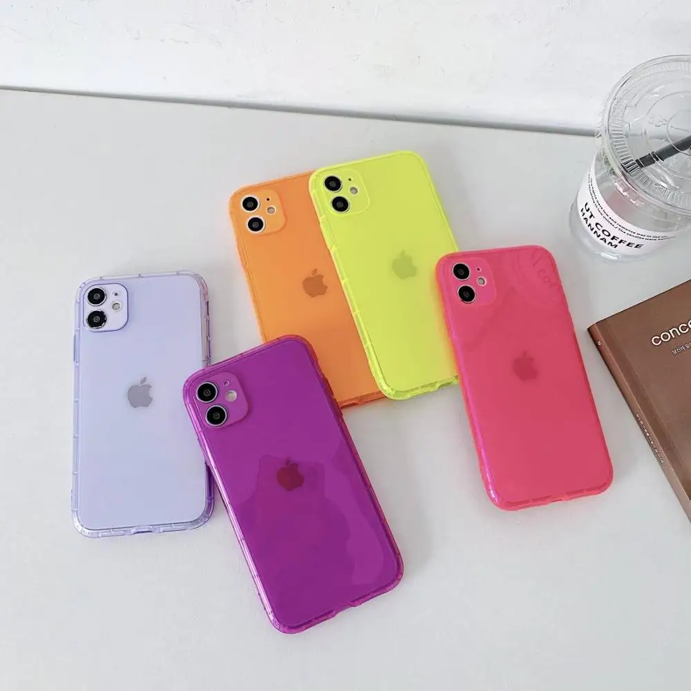 Флуоресцентный прозрачный чехол из ТПУ для телефона iPhone 11 Pro Max 7 8 Plus XS MAX XR X