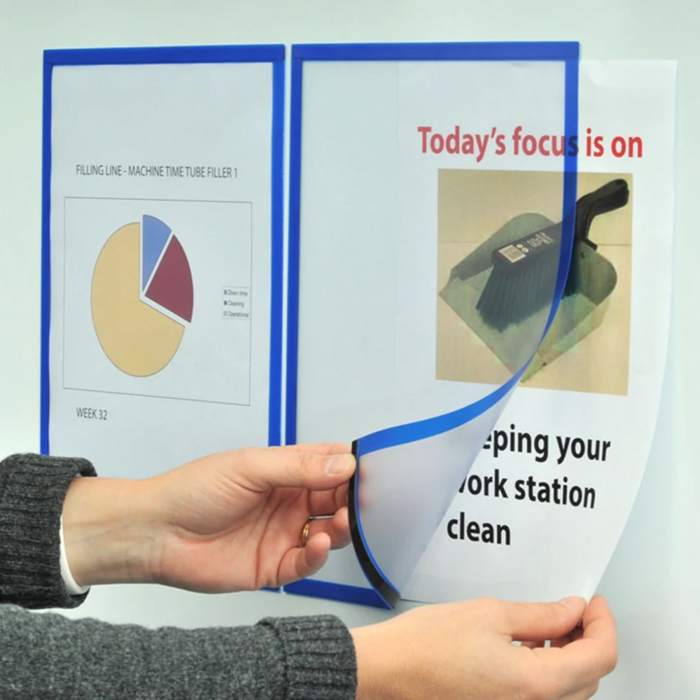 Marco de archivo magnético transparente de PVC, para documentos, tamaño A4, carta, papel, foto, foto, horario de trabajo