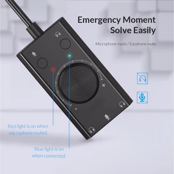 

Portable USB External Sound Card Microphone Earphone Two-in-One 3-Port Output Volume Adjustable Audio Adapter