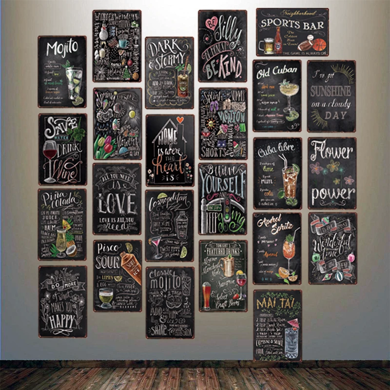 

Family Rules Vintage Plate Wall Pub Restaurant Bathroom decorations For Home Art Decor Iron Poster DU-3073A