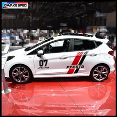 1 set For-Ford Feista ST Racing Sport Stripes Car Door Side Decor Sticker Auto Body Vinyl Decal Exterior Accessories  (3)_副本