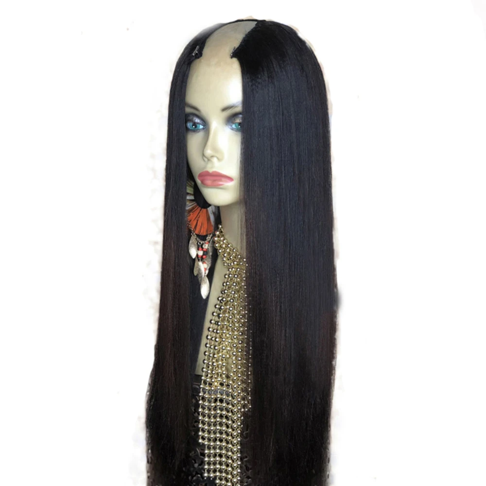 Eversilky Long 26inch Straight 2x4 Middle Part Human Hair Wigs U Part Wigs For Black Women Remy Hair Natural U Wig Peruvian Wig