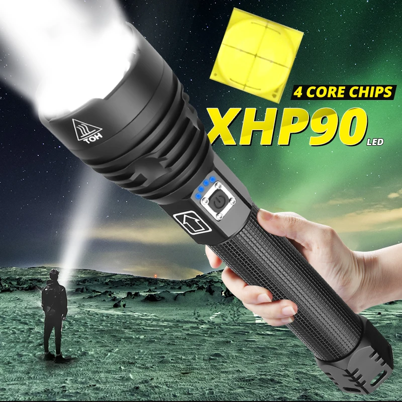 Супер мощный Xlamp XHP70.2 XHP90 светодиодный фонарик фонарь USB XHP50 лампа зум тактический