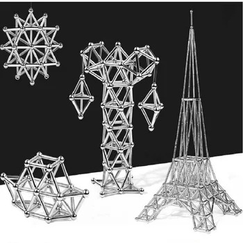 

3D DIY Magnetic Building Blocks Magnetic Designer Magnet Sticks & Metal Balls Brain Training Toys For Children