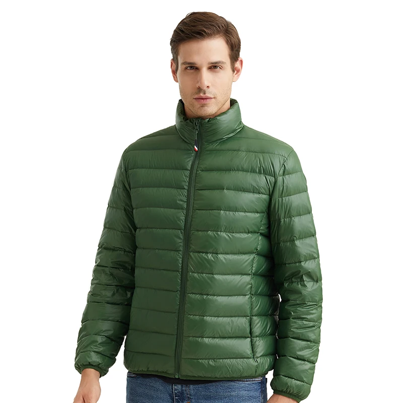 Men's Down Jacket Lightweight Packable Waterproof Coat Hooded Puffer Jacket