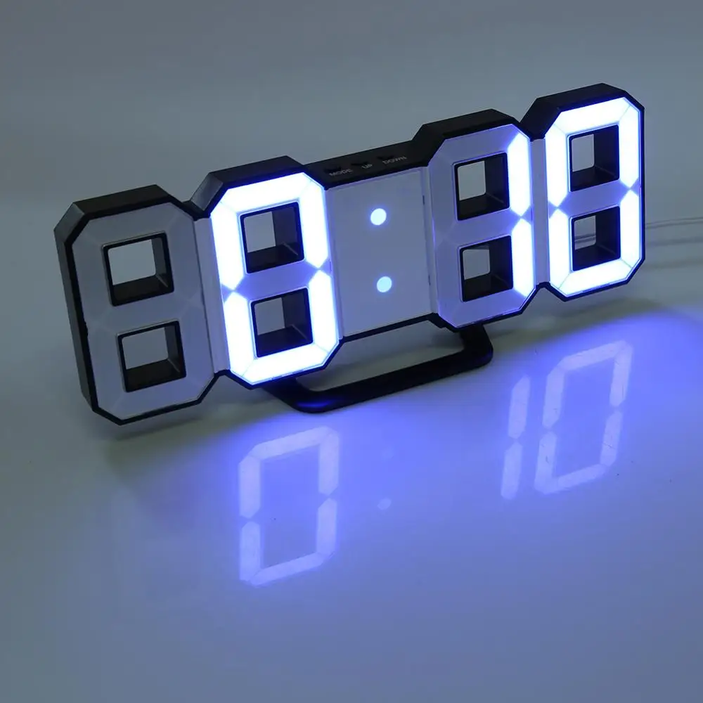 Цифровые электронные настольные часы светодиодный дисплей 12/24 часов будильник и повтор сигнала 8888 дисплей синий зеленый красный белый - Цвет: Blackcase blue light