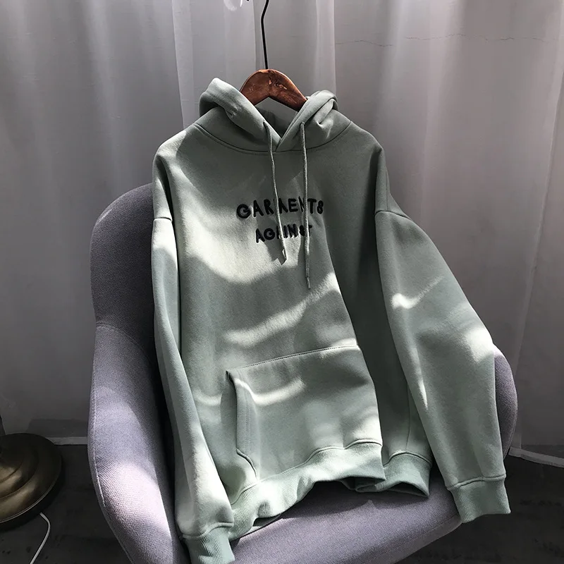 Женские толстовки из флиса с вышитой надписью Sudadera Mujer Kpop, женские толстовки на осень и зиму, свободные худи Harajuku, корейские повседневные худи