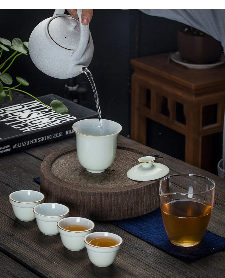 Дорожная сумка китайский чайный набор кунг-фу gaiwan Чайник чашки ярмарка кружка Чайные Наборы Белый Дорожный чайный набор посуда для напитков