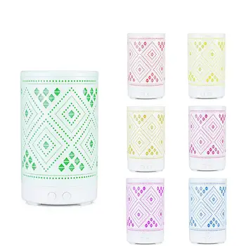 

100ml Home Ultrasonic Air Humidifier Classic Hollow Wood Grain Aroma Essential Oil Diffuser Cooling Mist Maker LED Night Lamp