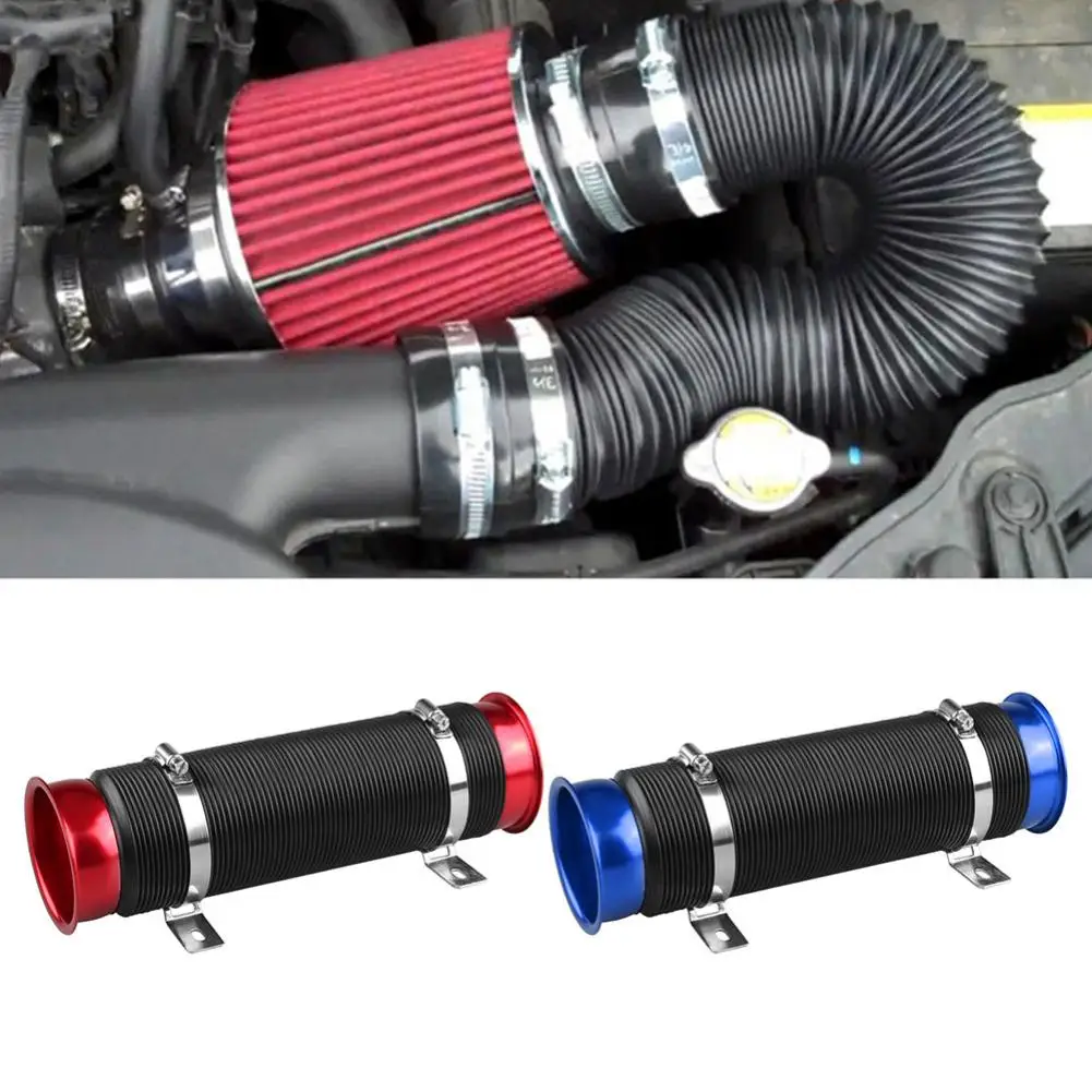 Universal Flexible Extensible Cold Auto Vehicles Turbo Intake Inlet Air Pipe Tube Hose with Blue End 75mm SUNDELY 3 