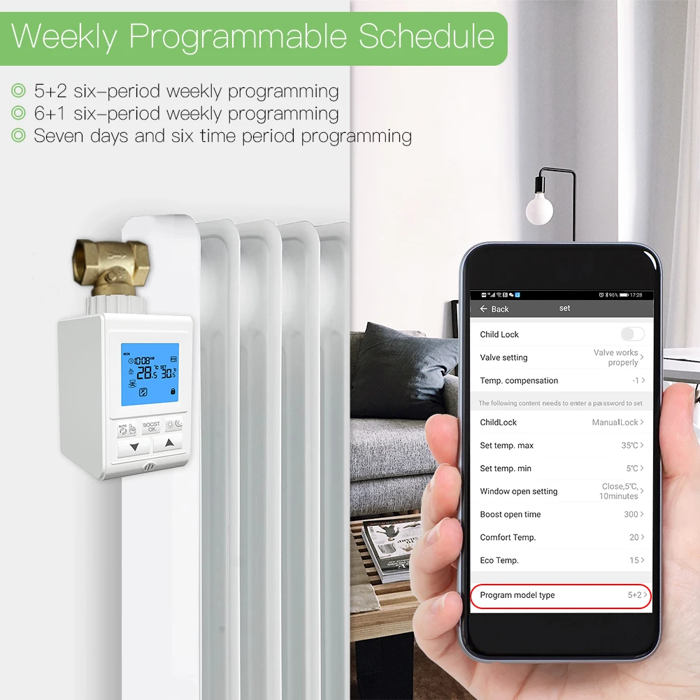 Zigbee Смарт TRV термостатический радиатор клапан управления Лер термостат