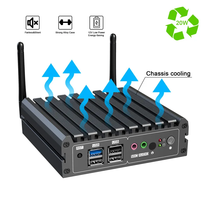 

Fanless Mini PC Dual Gigabit Ethernet 2 LAN 4 USB Ports Mini Computer PC Celeron J1900 CPU NO RAM NO SSD Industrial PC
