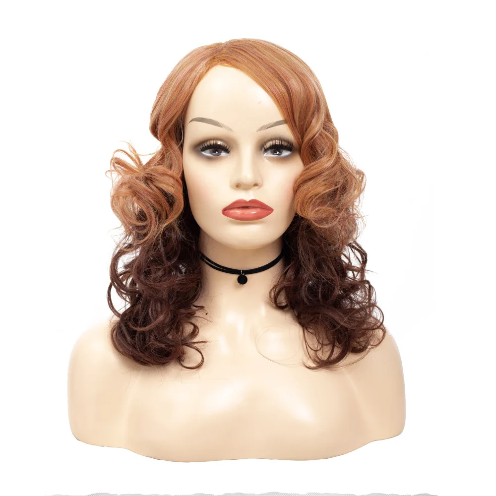 

LIHUI Women's wig head double color gradient medium long curly wigs head