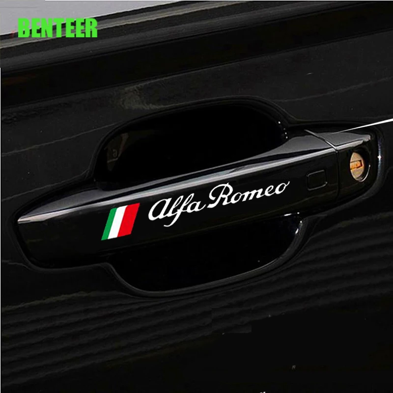 4 шт. наклейки на дверные ручки автомобиля для Alfa Romeo Giulia Giulietta 159 156 MITO Stelvio 147 Sportiva