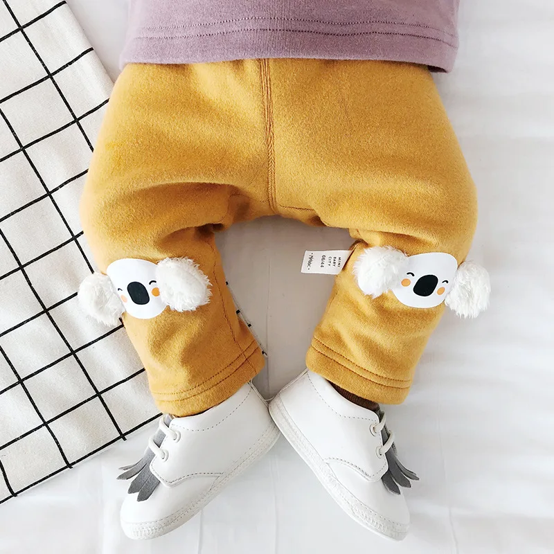 Mini Babe City/новые зимние товары; детская одежда; детские леггинсы с начесом и плотным рисунком; детские брюки в Корейском стиле