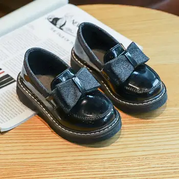

New Spring Autumn Kids Bow Shoes Boys Girls British Style Children's Casual Sneakers PU Leather Fashion Shoes