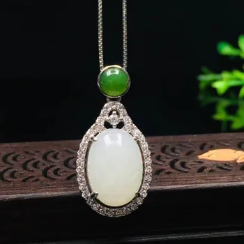 

925 Sterling Silver Natural White Hetian Jade Pendants Fine Jewelry For Women Womens Charms Party Jewelry Christmas Gift