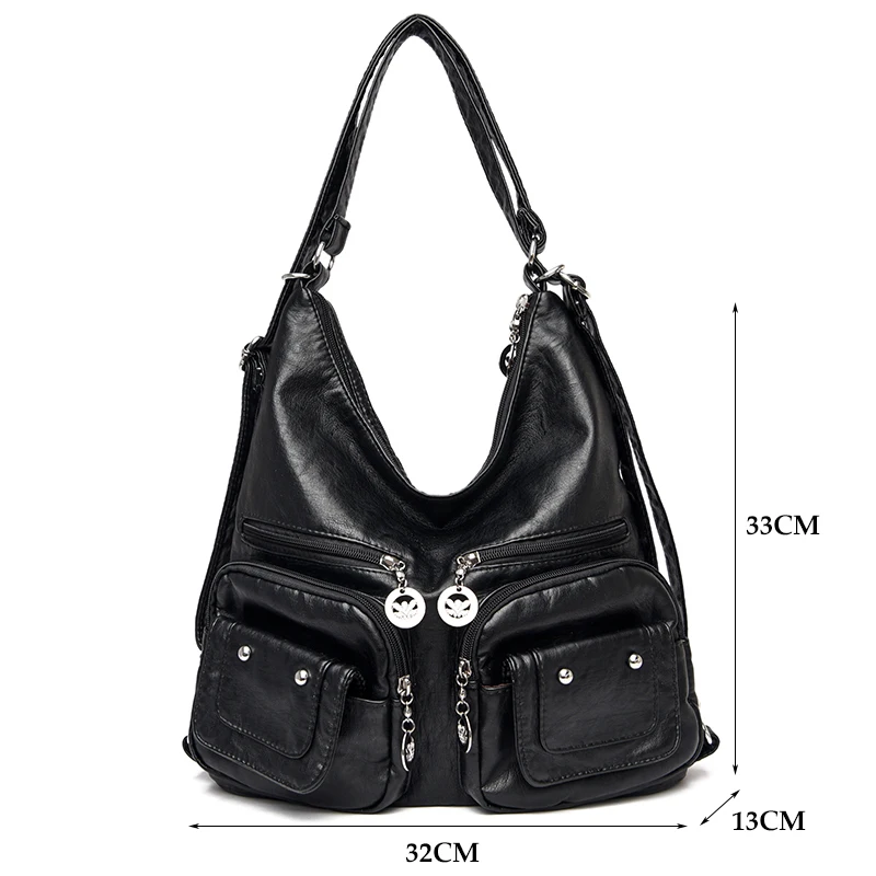 Casual Ladies Hand Bags Designer Luxury Multifunction Handbags Large Capacity Tote Bag Soft Leather Shoulder Bags for Women Sac