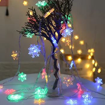 Vrolijk Kerstfeest 1.5M Kleurrijke Led Snowflaker Led Guirlande String Lights Batterij Aangedreven Nieuwjaar Kerstverlichting Slingers