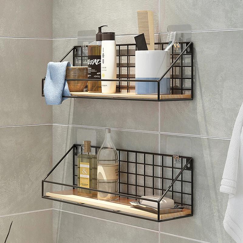 

Creative Wooden Iron Wall Shelf Home Wall Mounted Storage Rack Kitchen Wrought Organizer Bedroom DIY Bookcase Holder Decoration