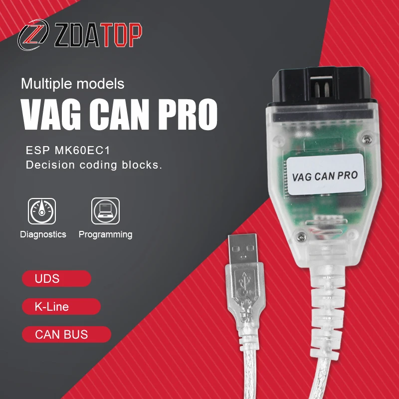 Автомобильный диагностический сканер VAG CAN PRO BUS + UDS K line версия 5.5.1 VCP obd2|Кабели и