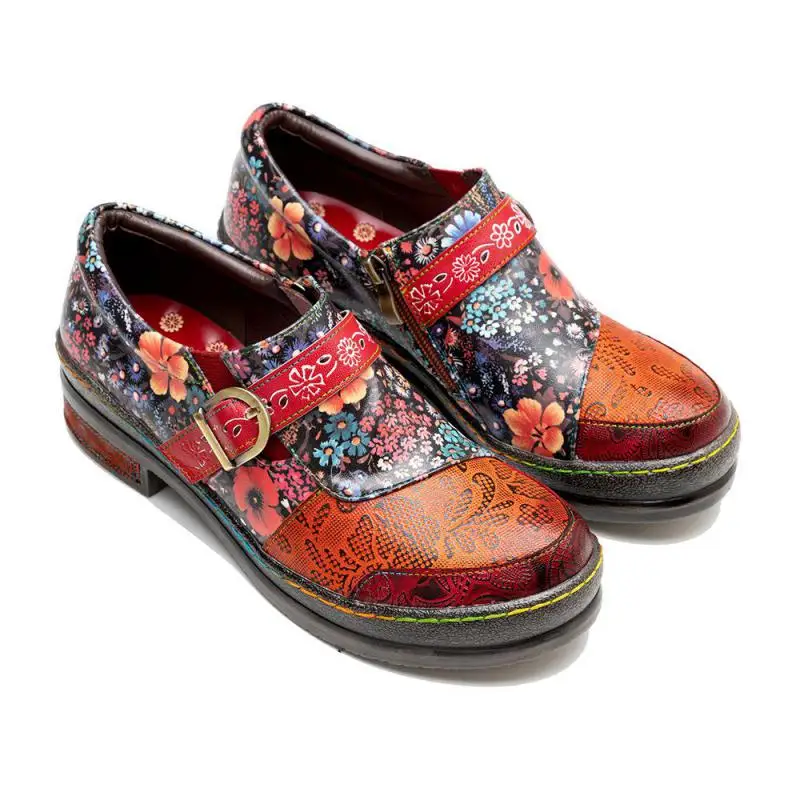 

YourSeason Genuine Leather Pumps Ladies 2022 Autumn Spring Mixed Colors Round Toe Zip Women Sewing Handmade Shoes Vintage