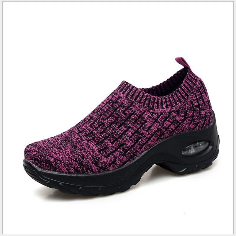 2021 Women Running Walking Shoes Hot Spring New Mesh Breathable Mesh Casual Shoes Soft Platform Slip On Loafers Sock Sneakers