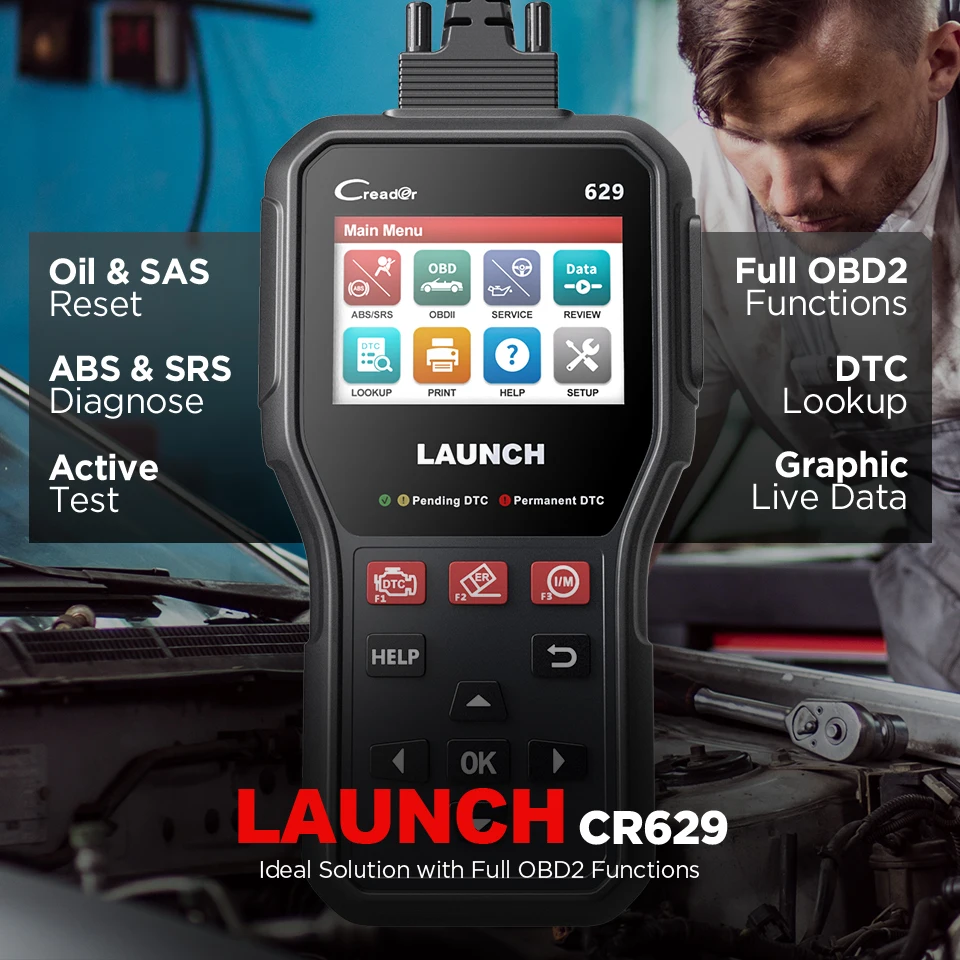 Launch CR629 OBD2 Scanner Professional Automotive Scanner Code Reader ABS SRS Check Engine Active Test Diagnostic Tools small car inspection equipment