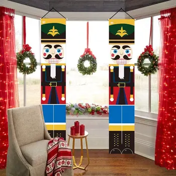 

Nutcracker Christmas Banner Outdoor Christmas Decoration Porch Indoor Children's Party Soldier Nutcracker Hanging Sign Banner